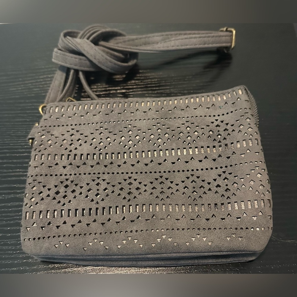 Women’s Gray Laser-Cut Crossbody Bag